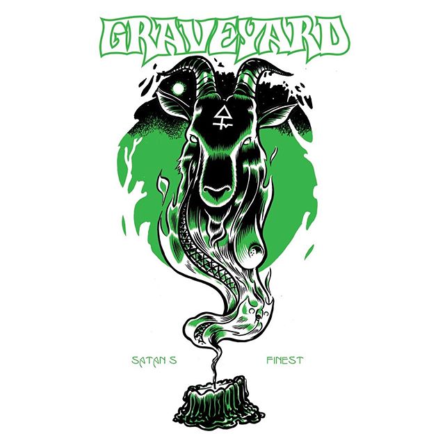 #tbt to 2008 when I did one of @graveyardmusic 's earliest t-shirts. It has become hugely popular and I think it has been printed non stop since then. It's entitled like one of their signature songs from their first album. #graveyard #tshirt #illustration #satan #candle #brushandink #2008 #rock #sweden #hardrock #blues #psychedelic #stoner #dopm #throwbackthursday #goat #owl #poster #typography