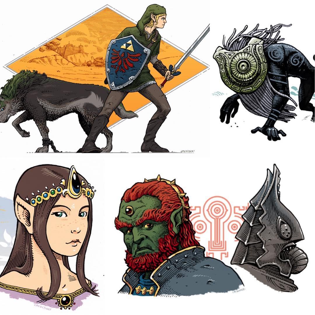 Here's an overview of my set of illustrations about #Zelda for @prismomag now online on www.prismomag.com #prismomag #link #mydna #ganondorf #zant #illustration #videogames #nintendo #shadowbeast #fantasy #wii #twilightprincess #wolf #zelda30thanniversary