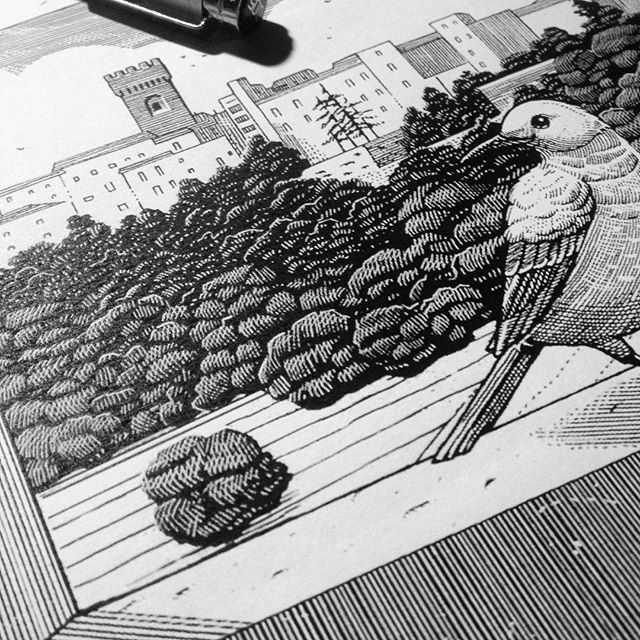 Work in progress for a new @moleskine_world thing ... 🐦🏰
-
 #illustration #penandink #editorial #linework #blackandwhite #wip #workinprogress #recanati #passerosolitario #giacomoleopardi #poetry #italy #bird #marcellocrescenzi #artwork #engraving #ornitology