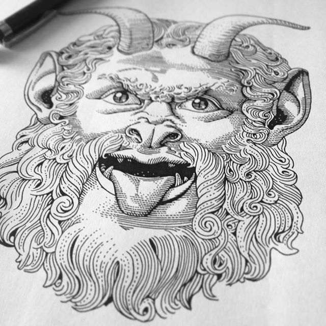 #satyr cuteness #wip for the #metal friends at @midniteclv 👹
Loosely based on the famous Satyr Mask (marble, 2nd Century CE) hosted at @museicapitolini